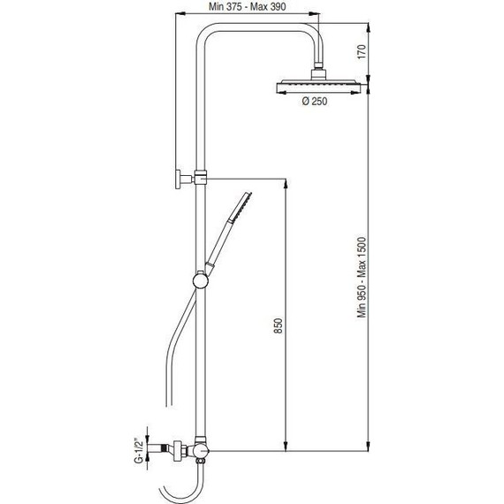 Душевая стойка AQG Beta 21NIR25BEA02 фото 3