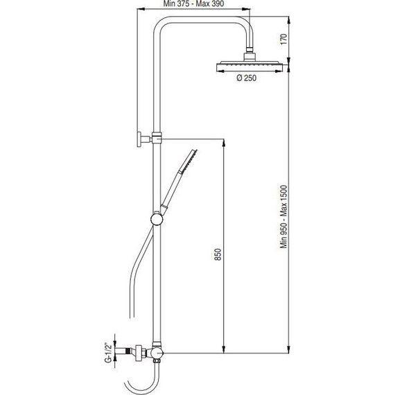 Душевая стойка AQG Tube 21NIR25TUA05, черный матовый фото 3