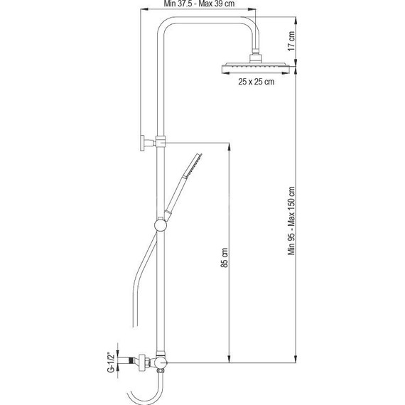 Душевая стойка AQG Alpha 21NITC25ALA05, черный матовый фото 6