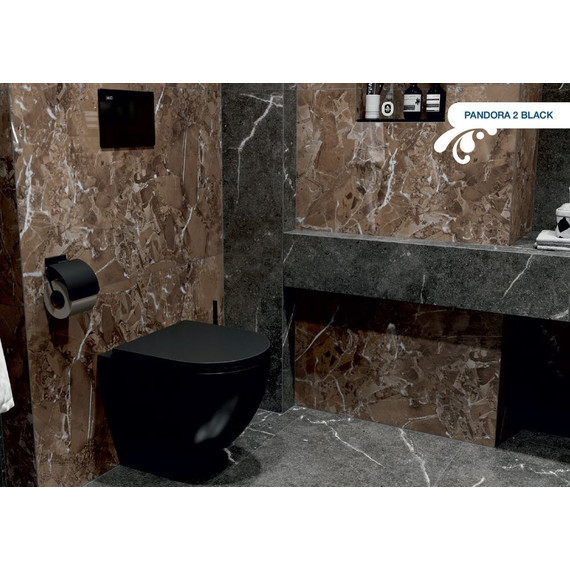 Унитаз подвесной безободковый Sole Pandora 2 black с крышкой микролифт, Цвет производителя: чёрный фото 8