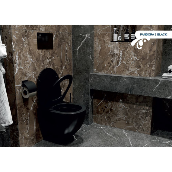 Унитаз подвесной безободковый Sole Pandora 2 black с крышкой микролифт, Цвет производителя: чёрный фото 6