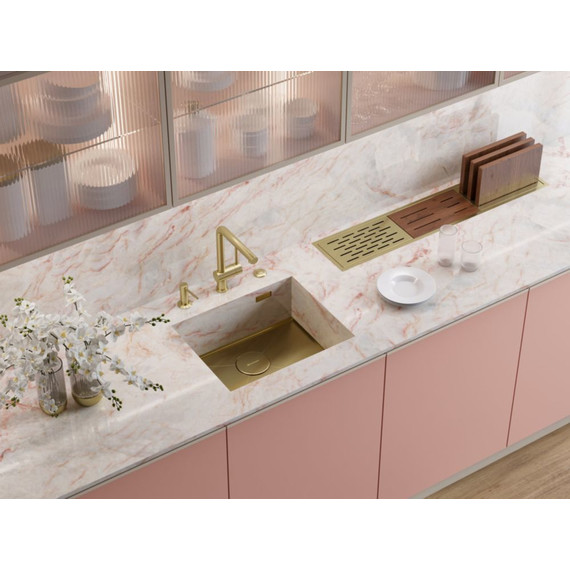 Кухонная мойка Omoikiri Kasen 54-16 INT LG (4997060) 1,2 мм, светлое золото, Цвет производителя: светлое золото фото 2