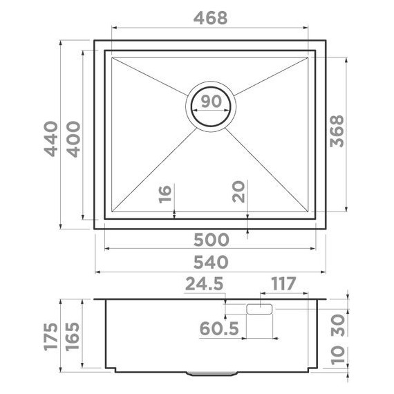 Кухонная мойка Omoikiri Kasen 54-16 INT GM (4997061) 1,2 мм, вороненая сталь, Цвет производителя: вороненая сталь фото 2