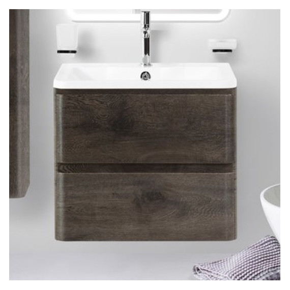 Тумба подвесная с раковиной BelBagno ALBANO-600-2C-SO-RNG 60 см, Rovere Nature Grigio, Цвет фасада: Rovere Nature Grigio фото 