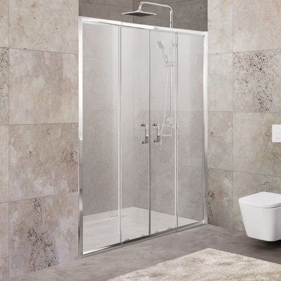 Душевая дверь BelBagno 150-180 см UNIQUE-BF-2-150/180-P-Cr, хром/текстурное фото 
