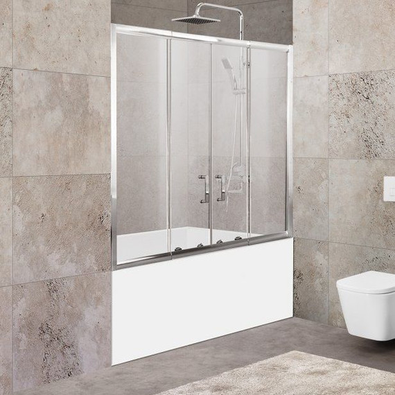 Шторка для ванны BelBagno 150-180 см UNIQUE-VF-2-150/180-140-P-Cr, хром/текстурное фото 