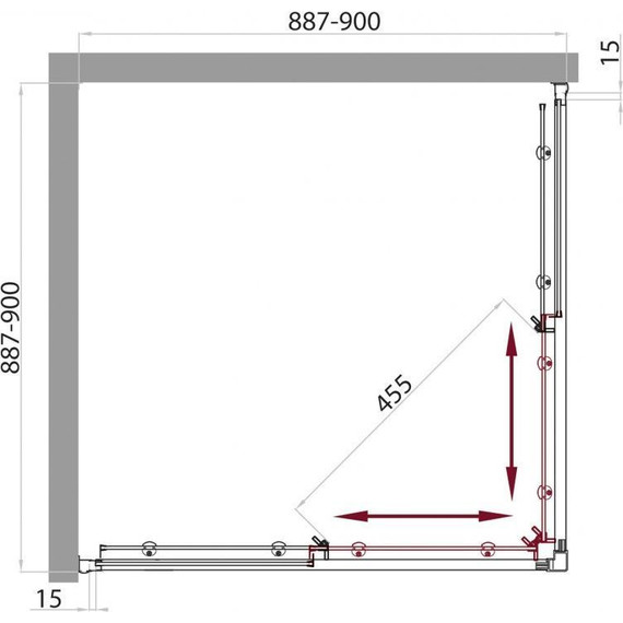 Душевое ограждение BelBagno 90x90 см UNO-A-2-90-M-Cr, хром/матовое фото 8