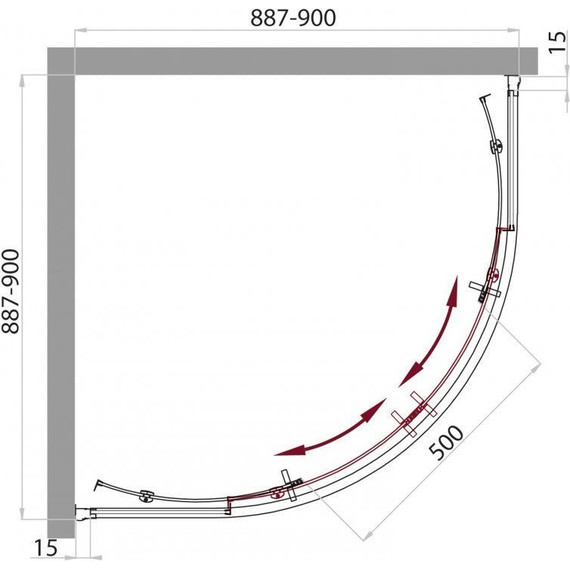 Душевое ограждение BelBagno 90x90 см UNO-R-2-90-M-Cr, хром/матовое фото 9