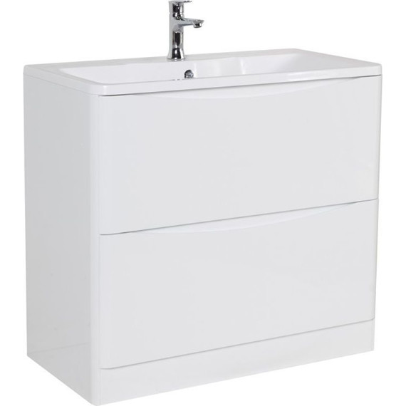 Тумба напольная с раковиной BelBagno ACQUA-1000-2C-PIA-BL 100 см, Bianco Lucido, Цвет фасада: Bianco Lucido фото 