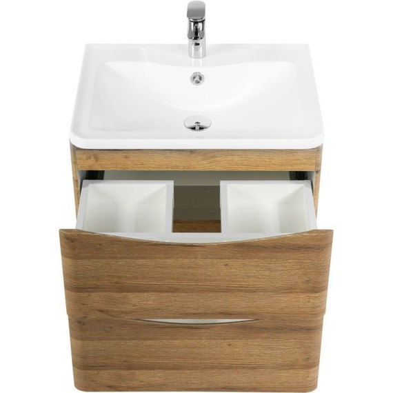 Тумба подвесная с раковиной BelBagno ACQUA-600-2C-SO-RR 60 см, Rovere Rustico, Цвет фасада: тёмное дерево фото 3