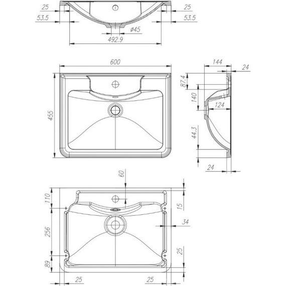 Тумба подвесная с раковиной BelBagno ACQUA-600-2C-SO-RR 60 см, Rovere Rustico, Цвет фасада: тёмное дерево фото 5