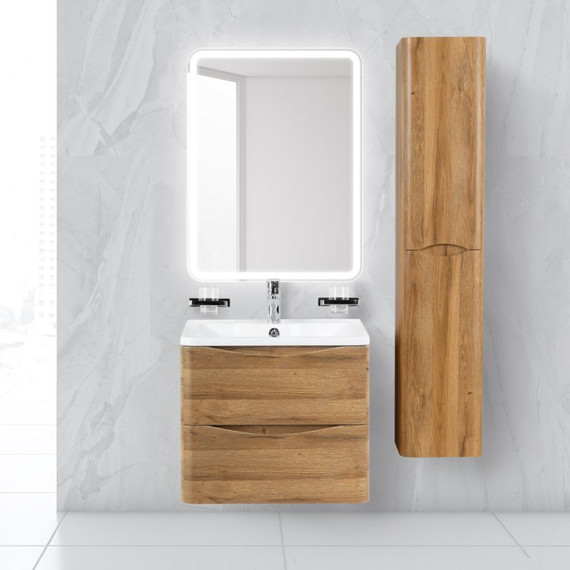 Тумба подвесная с раковиной BelBagno ACQUA-600-2C-SO-RR 60 см, Rovere Rustico, Цвет фасада: тёмное дерево фото 2