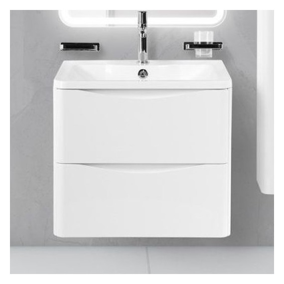 Тумба подвесная с раковиной BelBagno ACQUA-700-2C-SO-BL 70 см, Bianco Lucido, Цвет фасада: Bianco Lucido фото 