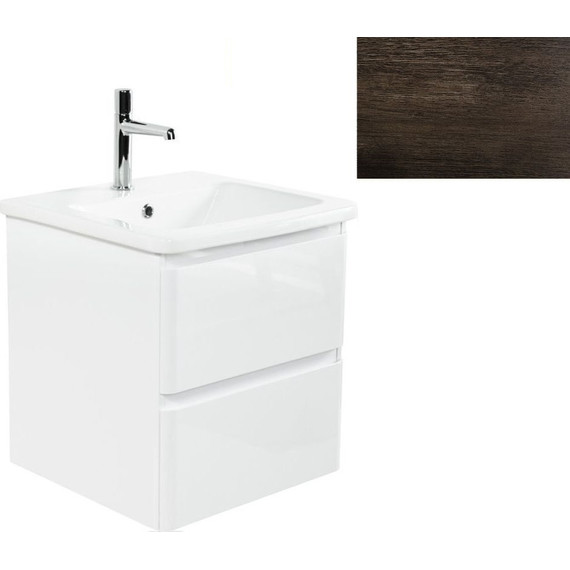 Тумба подвесная с раковиной BelBagno ALBANO-CER-500-2C-SO-RNG 50 см, Rovere Nature Grigio, Цвет фасада: Robere Nature Grigio фото 