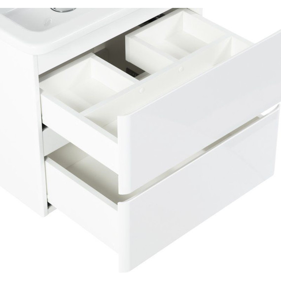 Тумба подвесная с раковиной BelBagno ALBANO-CER-600-2C-SO-BL 60 см, Bianco Lucido, Цвет фасада: Bianco Lucido фото 6