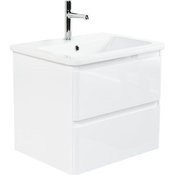 Тумба подвесная с раковиной BelBagno ALBANO-CER-600-2C-SO-BL 60 см, Bianco Lucido, Цвет фасада: Bianco Lucido фото 
