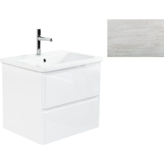 Тумба подвесная с раковиной BelBagno ALBANO-CER-600-2C-SO-RVB 60 см, Rovere Vintage Bianco, Цвет фасада: Rovere Vintage Bianco фото 