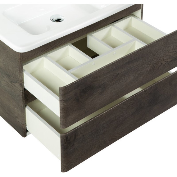 Тумба подвесная с раковиной BelBagno ALBANO-CER-800-2C-SO-RNG 80 см, Rovere Nature Grigio, Цвет фасада: Robere Nature Grigio фото 3