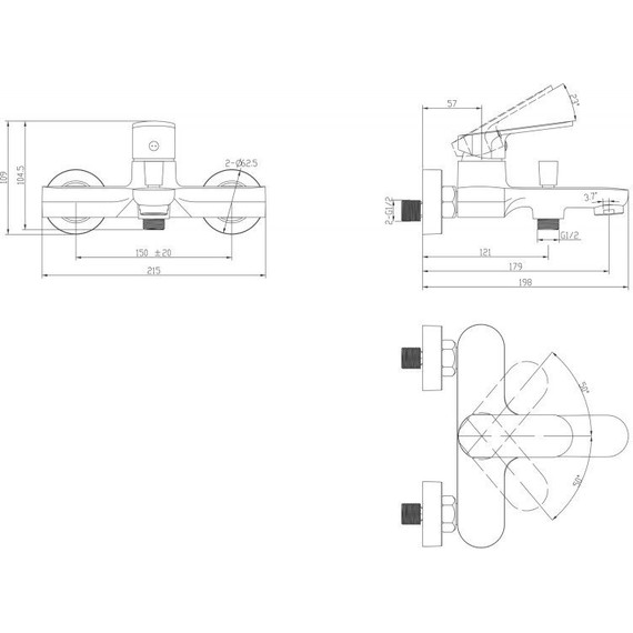 Смеситель для ванны BelBagno Ancora ANC-VASM-CRM фото 2
