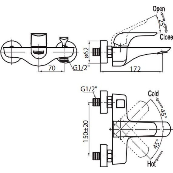 Смеситель для ванны BelBagno Nota NOT-VASM-CRM, Цвет производителя: хром фото 2