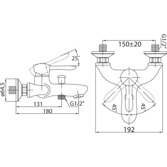 Смеситель для ванны BelBagno Oglio OGL-VASM-CRM фото 2