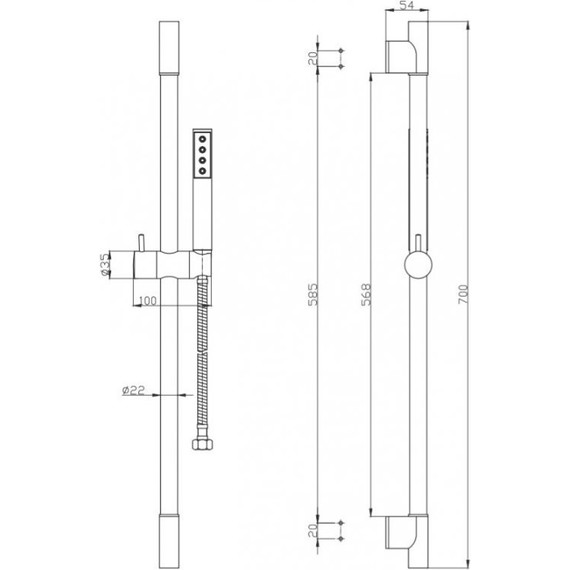 Душевой гарнитур BelBagno UNO-SAL-NERO, черный матовый фото 2