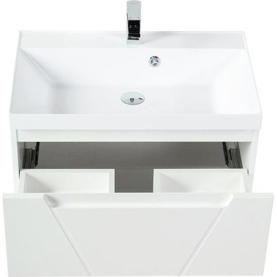 Тумба подвесная с раковиной BelBagno VITTORIA-800-2C-SO-BL-P 80 см, Bianco Lucido фото 4