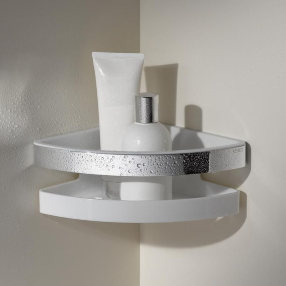 Полка угловая Keuco Moll 12757010000, цвет хром/белый - 2 Полка угловая Keuco Moll 12757010000, цвет хром/белый фото 2