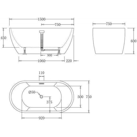 Ванна отдельностоящая BelBagno BB70-1500-W0 150x70 см фото 3