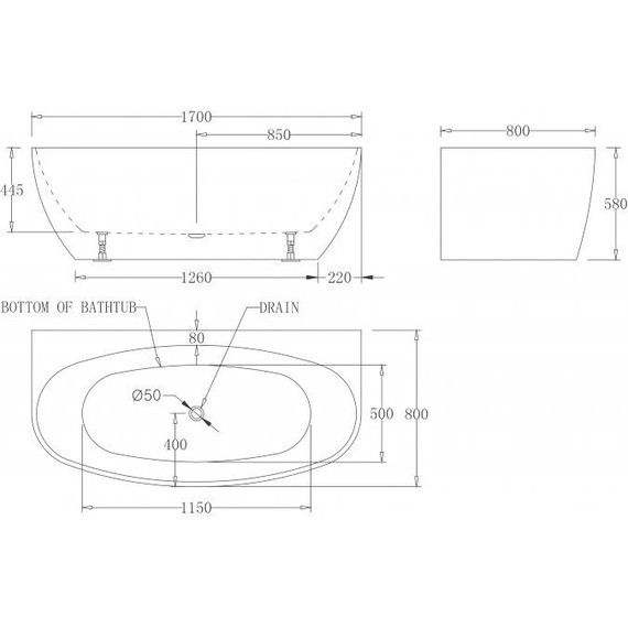 Ванна отдельностоящая BelBagno BB83-1700-W0 170x80 см фото 4