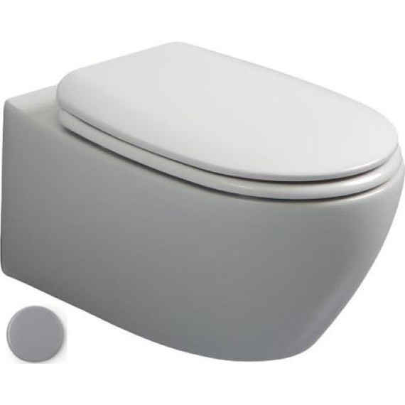 Унитаз подвесной безободковый White Ceramic Basic W0203FM, серый матовый фото 