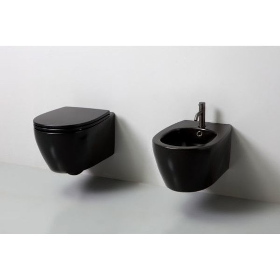 Унитаз подвесной безободковый White Ceramic Basic W020305, черный матовый фото 2