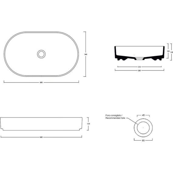 Раковина-чаша White Ceramic Blade 60 см W052705, черный матовый фото 2