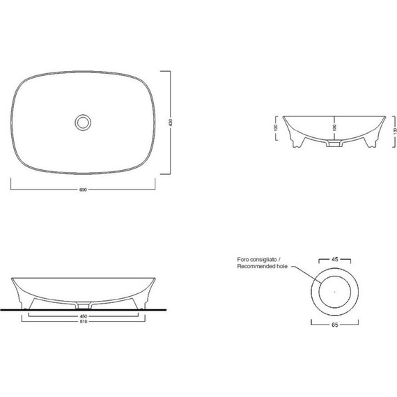 Раковина-чаша White Ceramic Idea 60 см W1010701 фото 2