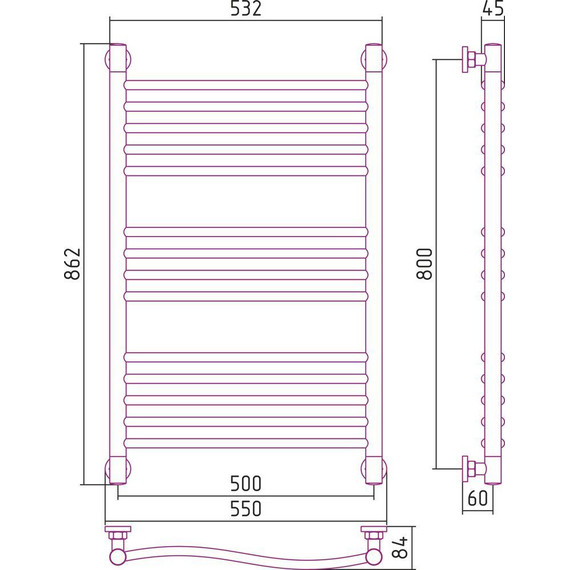 Полотенцесушитель водяной Сунержа Флюид+ П14 800x500 мм 00-0222-8050 фото 6