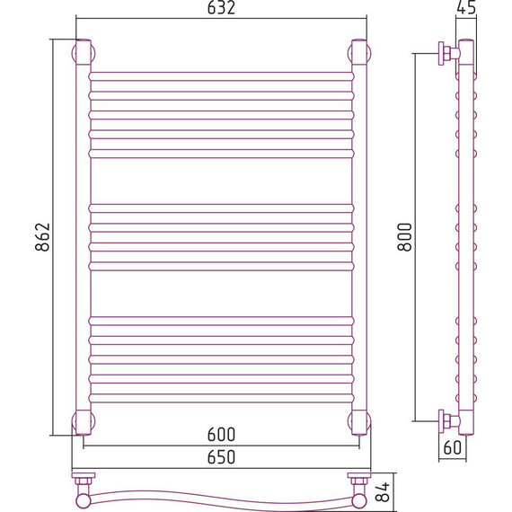 Полотенцесушитель водяной Сунержа Флюид+ П14 800x600 мм 00-0222-8060 фото 6