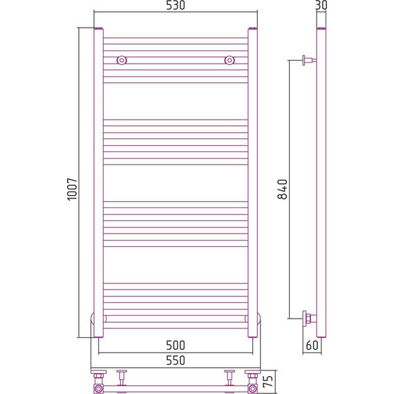 Полотенцесушитель водяной Сунержа Модус П16 1000x500 мм 00-0250-1050 фото 6