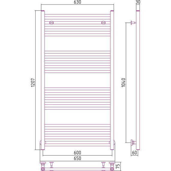 Полотенцесушитель водяной Сунержа Модус П20 1200x600 мм 00-0250-1260 фото 6