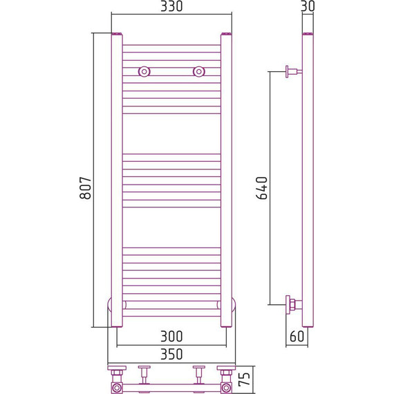 Полотенцесушитель водяной Сунержа Модус П14 800x300 мм 00-0250-8030 фото 6