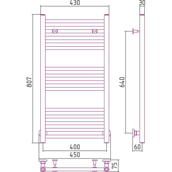 Полотенцесушитель водяной Сунержа Модус П14 800x400 мм 00-0250-8040 фото 6