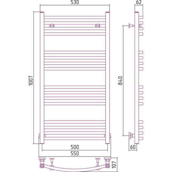Полотенцесушитель водяной Сунержа Аркус П16 1000х500 мм 00-0251-1050 фото 6