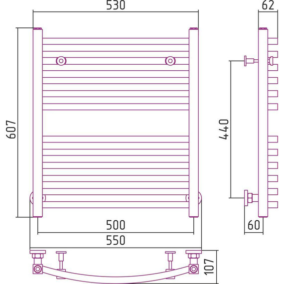 Полотенцесушитель водяной Сунержа Аркус П12 600х500 мм 00-0251-6050 фото 6