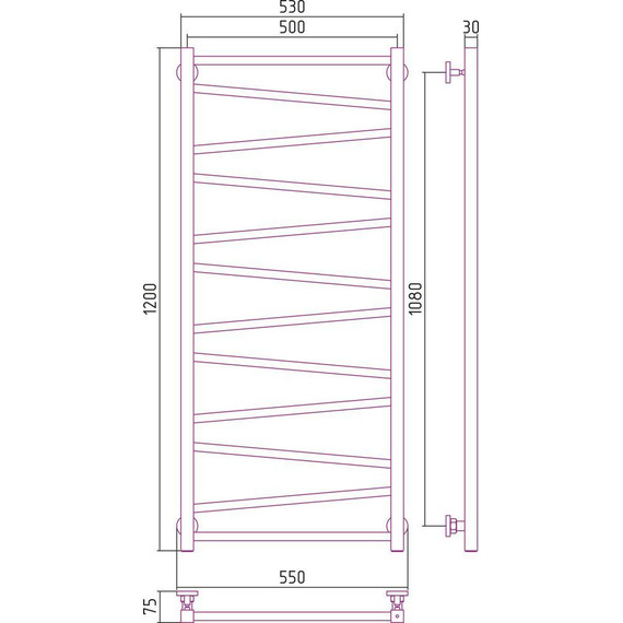 Полотенцесушитель водяной Сунержа Сирокко П12 1200x500 мм 00-0253-1250 фото 6