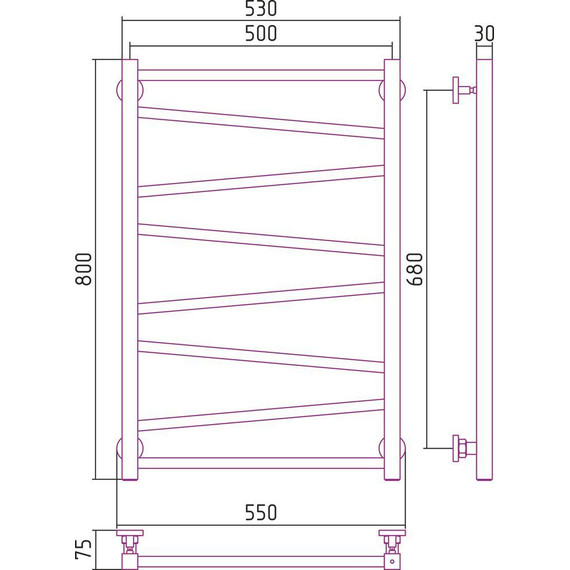 Полотенцесушитель водяной Сунержа Сирокко П8 800x500 мм 00-0253-8050 фото 6