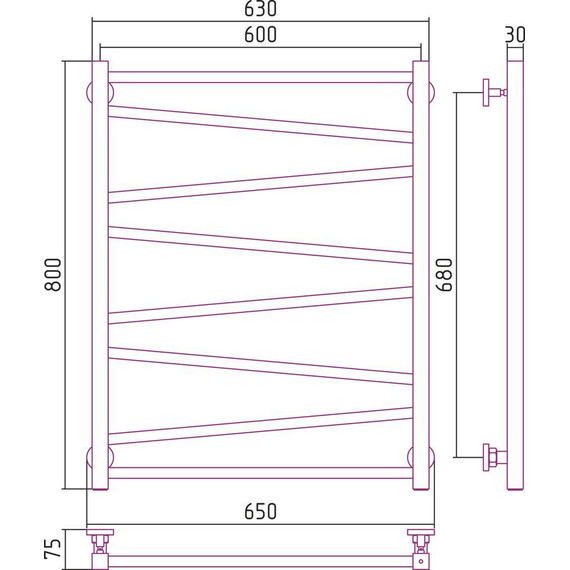 Полотенцесушитель водяной Сунержа Сирокко П8 800x600 мм 00-0253-8060 фото 6