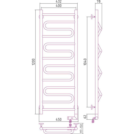 Полотенцесушитель электрический Сунержа Элегия 2.0 П14 1200x400 мм 00-5219-1240 R фото 5