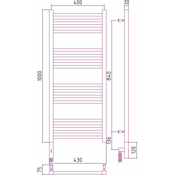 Полотенцесушитель электрический Сунержа Модус 3.0 П16 1000x400 мм 00-5700-1040 L фото 6