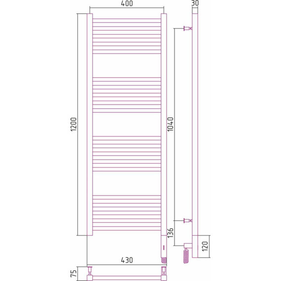 Полотенцесушитель электрический Сунержа Модус 3.0 П20 1200x400 мм 00-5701-1240 R фото 6