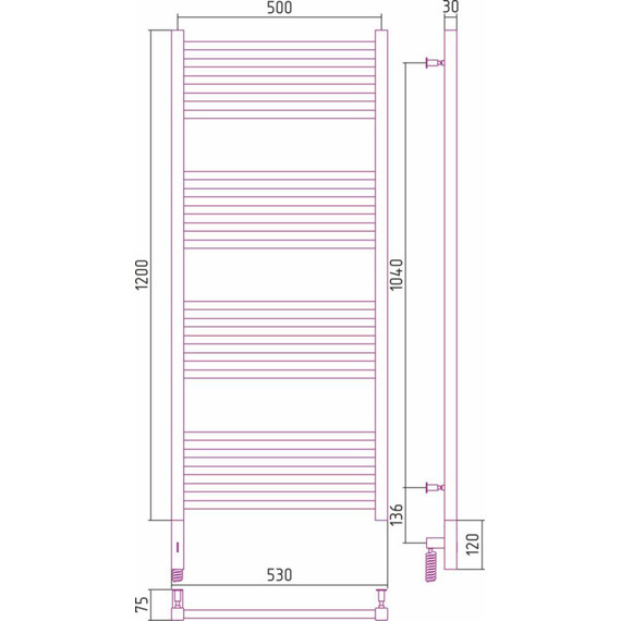 Полотенцесушитель электрический Сунержа Модус 3.0 П20 1200x500 мм 00-5700-1250 L фото 6