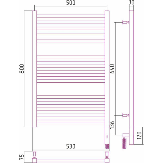 Полотенцесушитель электрический Сунержа Модус 3.0 П15 800x500 мм 00-5701-8050 R фото 6